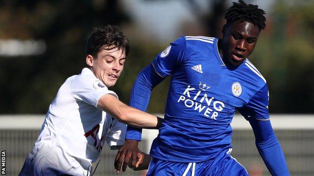 Calvin Bassey (right) in action for Leicester City reserves