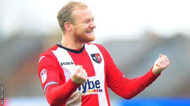 Robbie Simpson celebrates scoring a goal