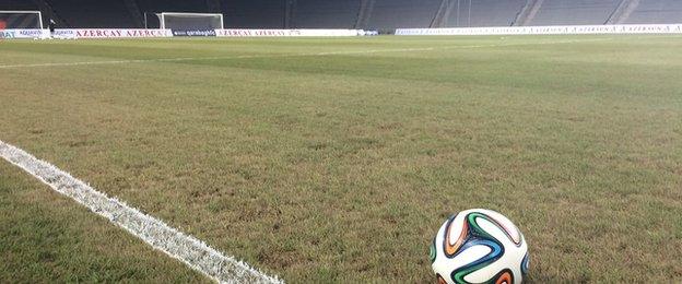 The pitch at the Tofiq Bahramov Stadium