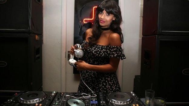 Jameela Jamil attending London Fashion Week's roof top party at Sanctum Soho