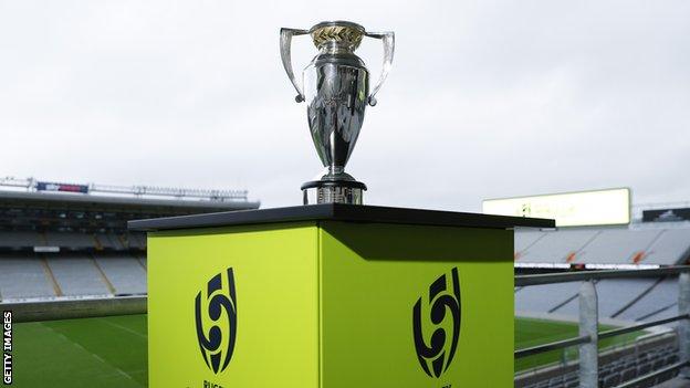 The World Cup trophy at Eden Park