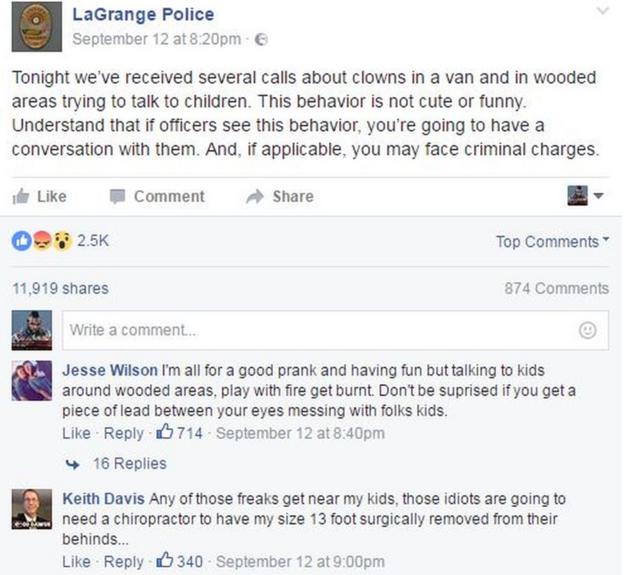 Creepy nocturnal clown sightings leave US police baffled BBC News