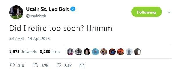 Usain Bolt Jamaica tweet