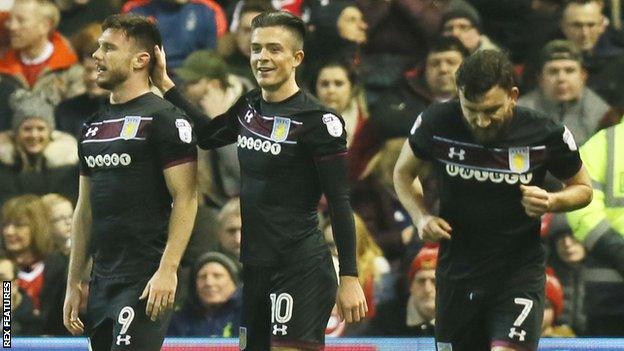 Aston Villa celebrate Scott Hogan's goal