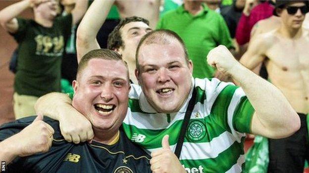 Celtic fans celebrated in the Israeli heat