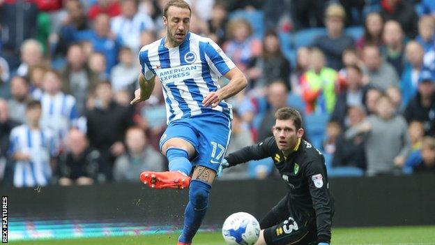 Glenn Murray scores the opening goal for Brighton against Norwich