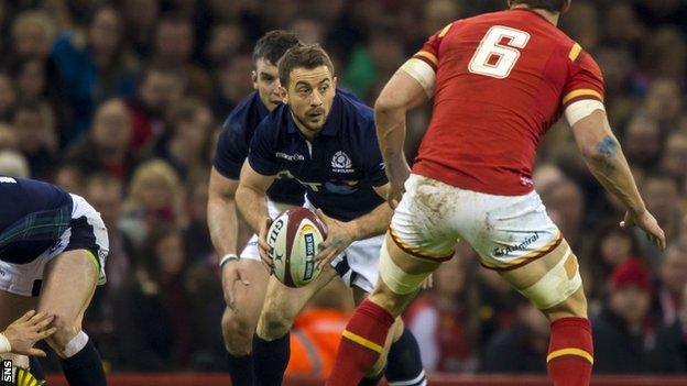 Greig Laidlaw in action for Scotland against Wales in February 2016