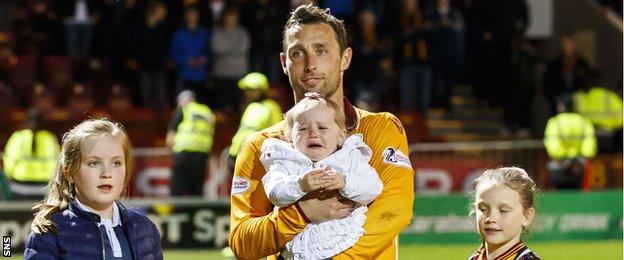 Motherwell's Scott McDonald and his family at Fir Park