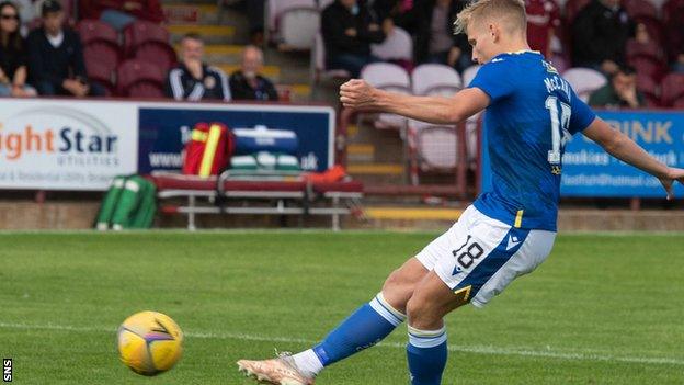 Ali McCann scored the decisive penalty as St Johnstone eventually edged past Arbroath