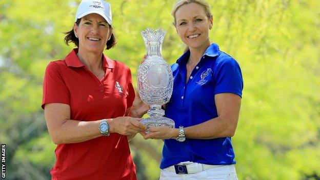 Solheim Cup captains Juli Inkster of America and Carin Koch of Europe