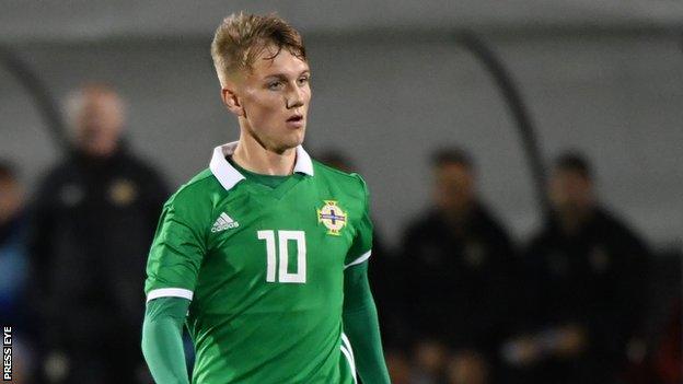 Galbraith in action for the Northern Ireland U19s in November 2018