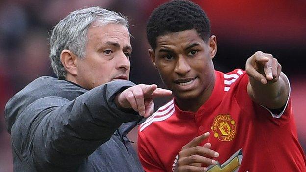 Jose Mourinho and Marcus Rashford