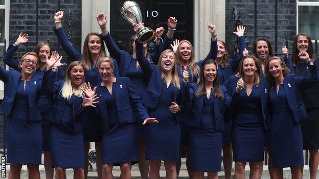 England women's team at Downing Street