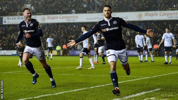 Lee Gregory scores for Everton against Millwall