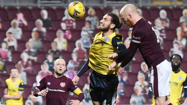 Liam Boyce scores for Hearts against Queen of the South