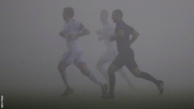 The Europa League match between Zlin and FC Copenhagen was suspended because of fog