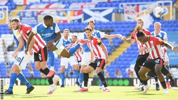 Jeremie Bela scores for Birmingham