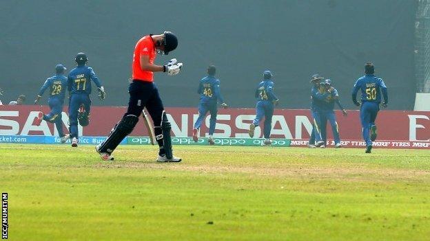 Ryan Davies walks off after his dismissal