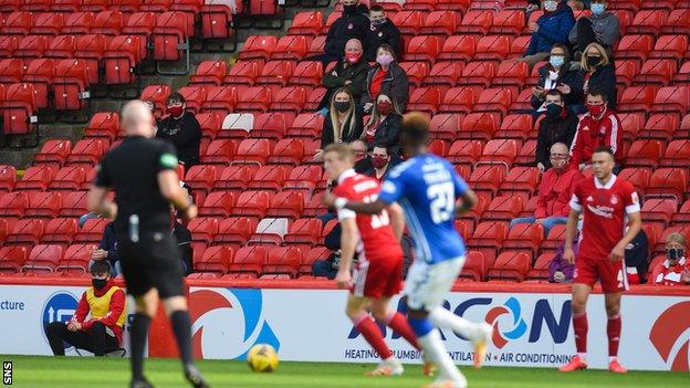 Aberdeen had 300 fans at Pittodrie for the game against Kilmarnock in September