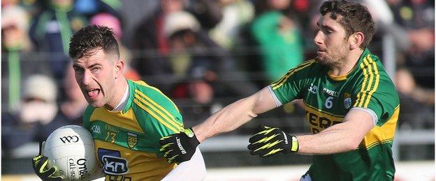 Donegal's Patrick McBrearty and Killian Young of Kerry