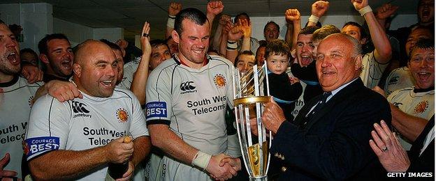 Exeter celebrate beating Bristol