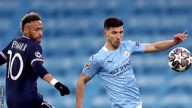 Ruben Dias (right) helped contain Neymar as Manchester City beat Paris St-Germain in the Champions League semi-finals