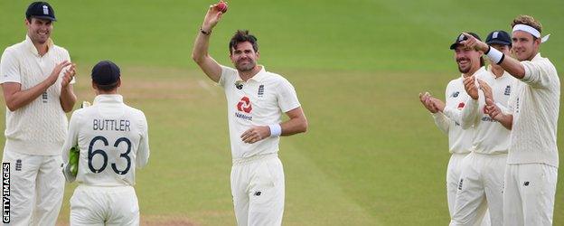 James Anderson celebrates