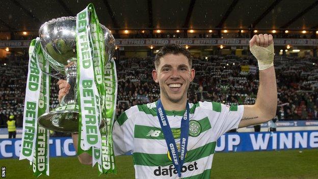 Ryan Christie with the League Cup