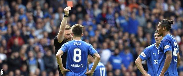 Ryan Jack is sent off