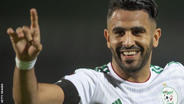 Riyad Mahrez in action for Algeria