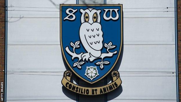 Sheffield Wednesday badge on the stand at Hillsborough