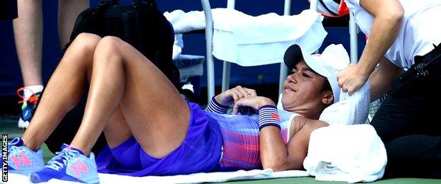 Heather Watson struggled physically throughout her first-round defeat