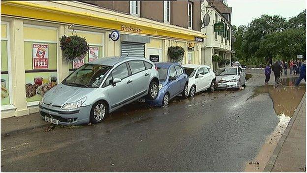 The floods caused extensive damage in the Perthshire town on Friday