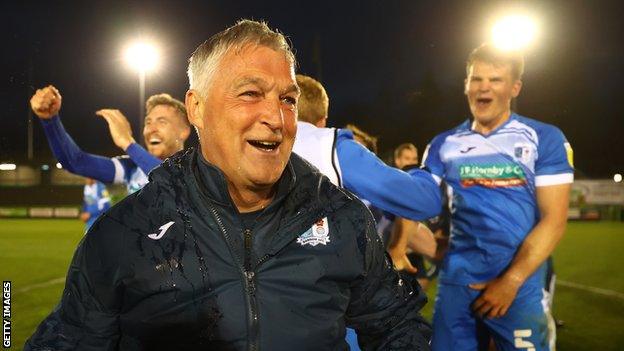 Rob Kelly helped Barrow guarantee their survival in League Two after they beat Forest Green Rovers on 27 April