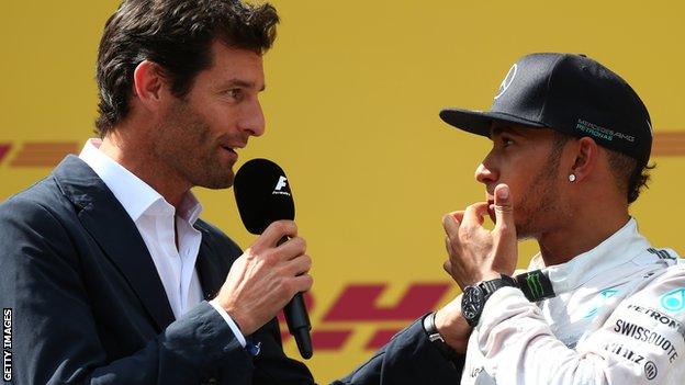 Mark Webber with Lewis Hamilton