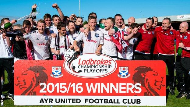 Ayr United celebrate promotion