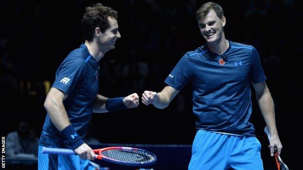Andy and Jamie Murray had fun playing doubles in Glasgow