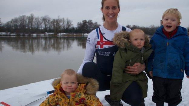 Helen Glover is combining her training with looking after her three children