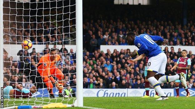 Romelu Lukaku scores