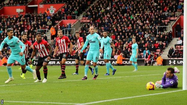 Martin Dubravka saves from Jack Stephen's header