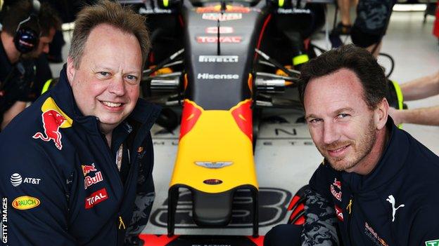 Aston Martin CEO Andy Palmer with Red Bull team principal Christian Horner