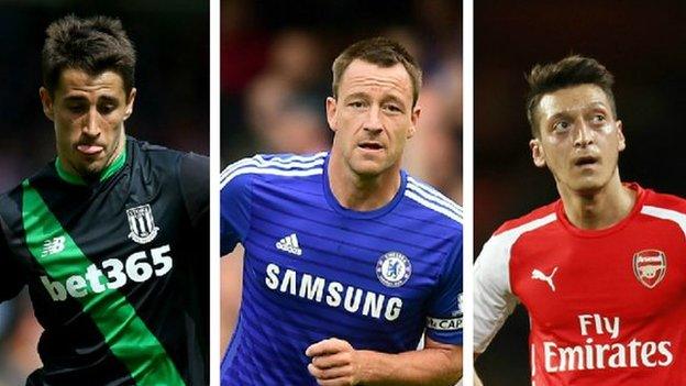 Bojan Krkić, John Terry and Mesut Ozil