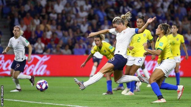 France score against Brazil at the Women's World Cup