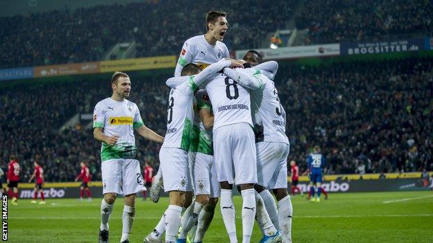 Borussia Monchengladbach celebrate against Freiburg