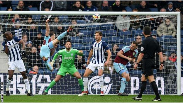 Ashley Barnes scores his fourth goal in four games to give Burnley the lead