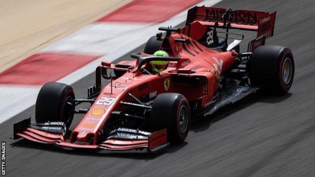 Mick Schumacher testing the Ferrari F1 car