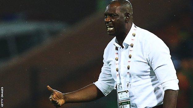 Augustine Eguavoen in the Nigeria dugout