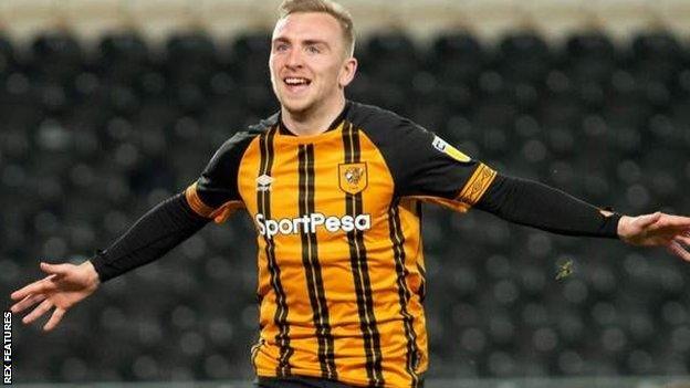 Jarrod Bowen celebrates his early goal for Hull against Rotherham