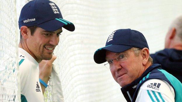 England captain Alastair Cook and coach Trevor Bayliss