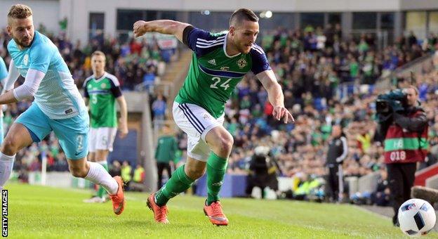 Conor Washington scores for Northern Ireland against Slovenia